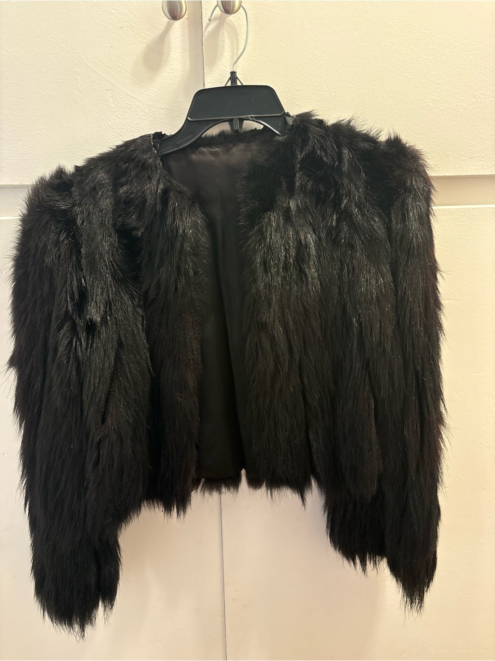 Black Faux Fur Crop Jacket - Women